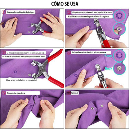 KIT REPARADOR: BROCHE DE PRESION PINZAS + 200 BOTONES - Tienda Happy